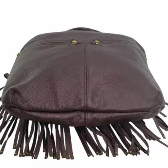 💋STUNNING💋  GENUINE LEATHER BRISTOL FRINGE HOBO BAG in BROWN - Picture 7 of 14